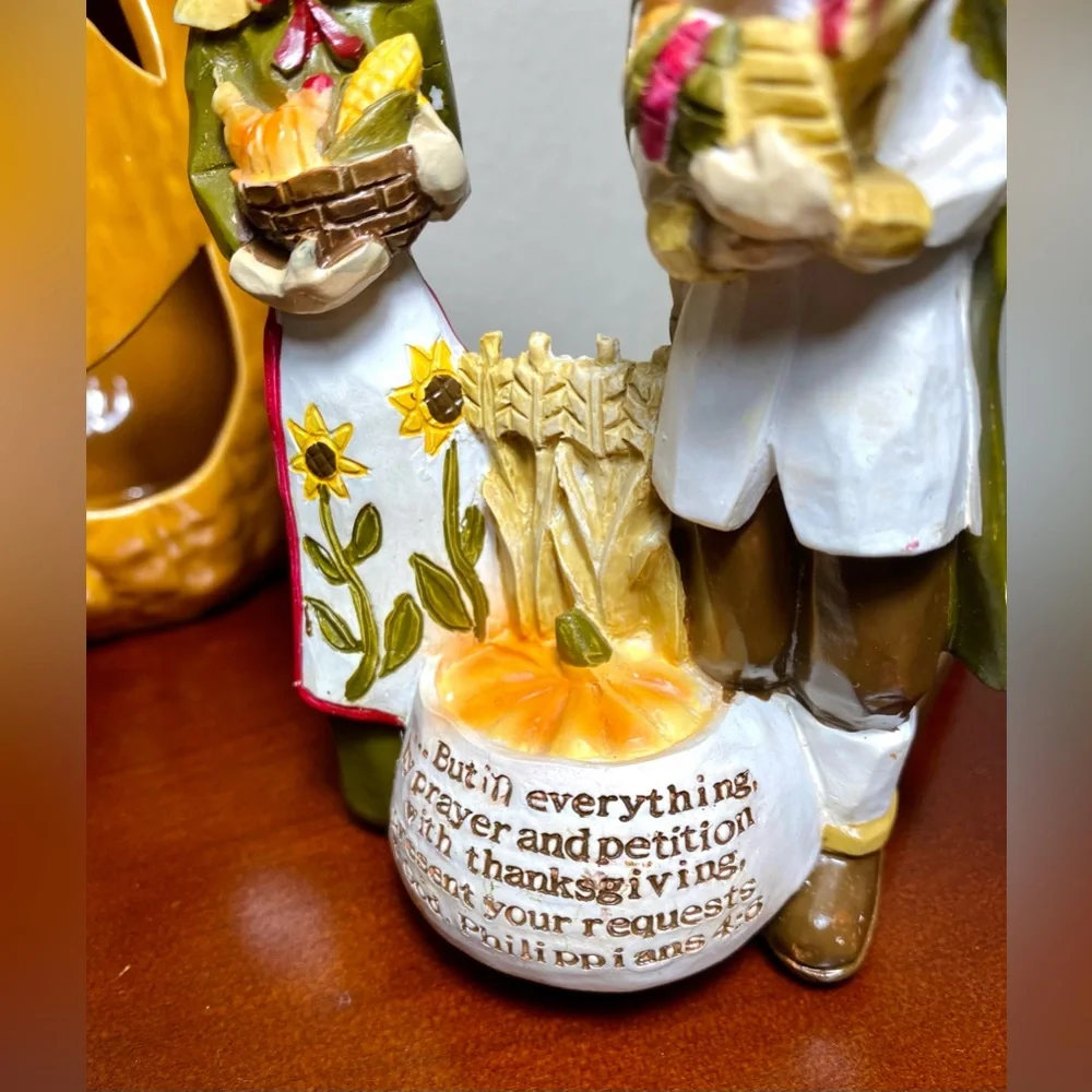 Faith at Home Harvest Pilgrim Couple Resin Decorative Tabletop Figurine